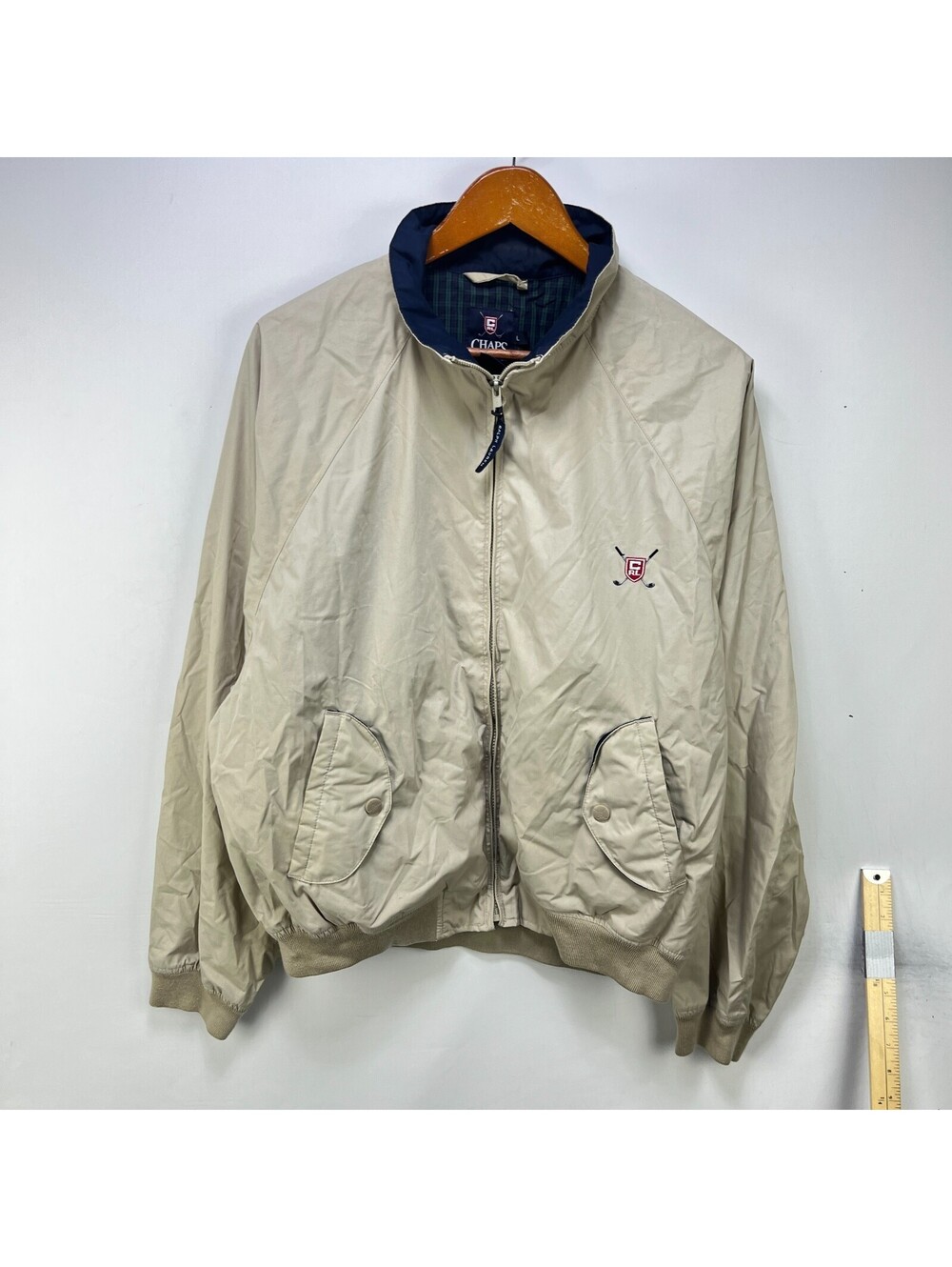 Vintage Chaps Beige Harrington Full Zip Jacket Large